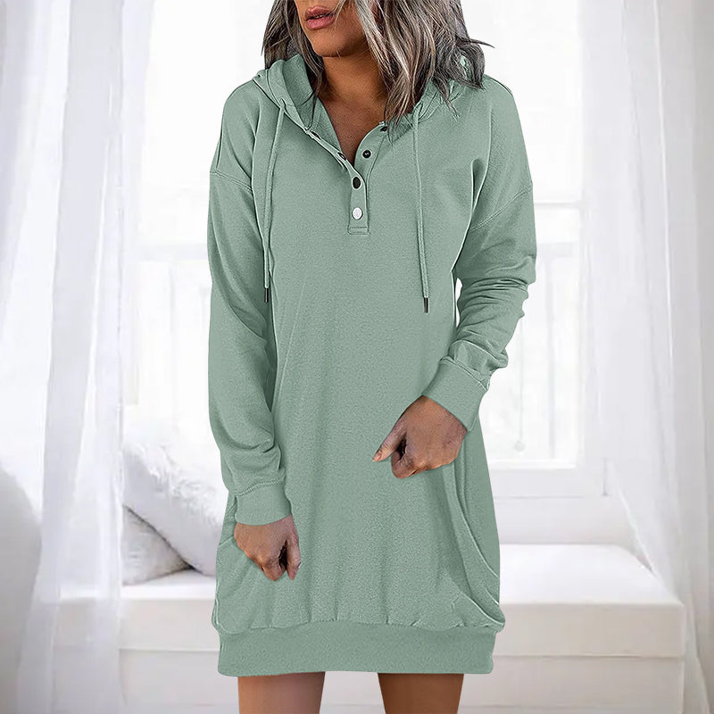 Minimalistyczny długi hoodie damski – Valeria-Zielony-S-Trend Polska