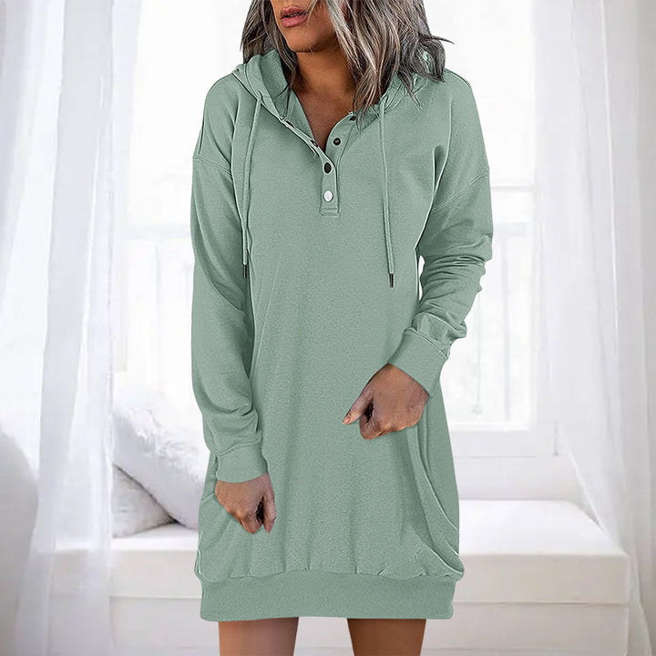 Minimalistyczny długi hoodie damski – Valeria-Zielony-S-Trend Polska