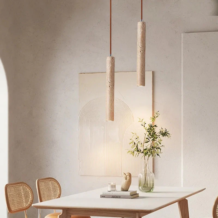 Minimalistyczny Żyrandol LED w stylu Wabi-Sabi z trawertynu - LumoLine-2 Główne-Trend Polska
