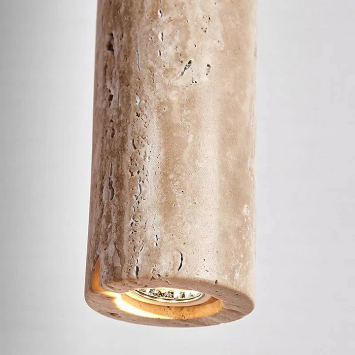Minimalistyczny Żyrandol LED w stylu Wabi-Sabi z trawertynu - LumoLine-1 Głowa-Trend Polska
