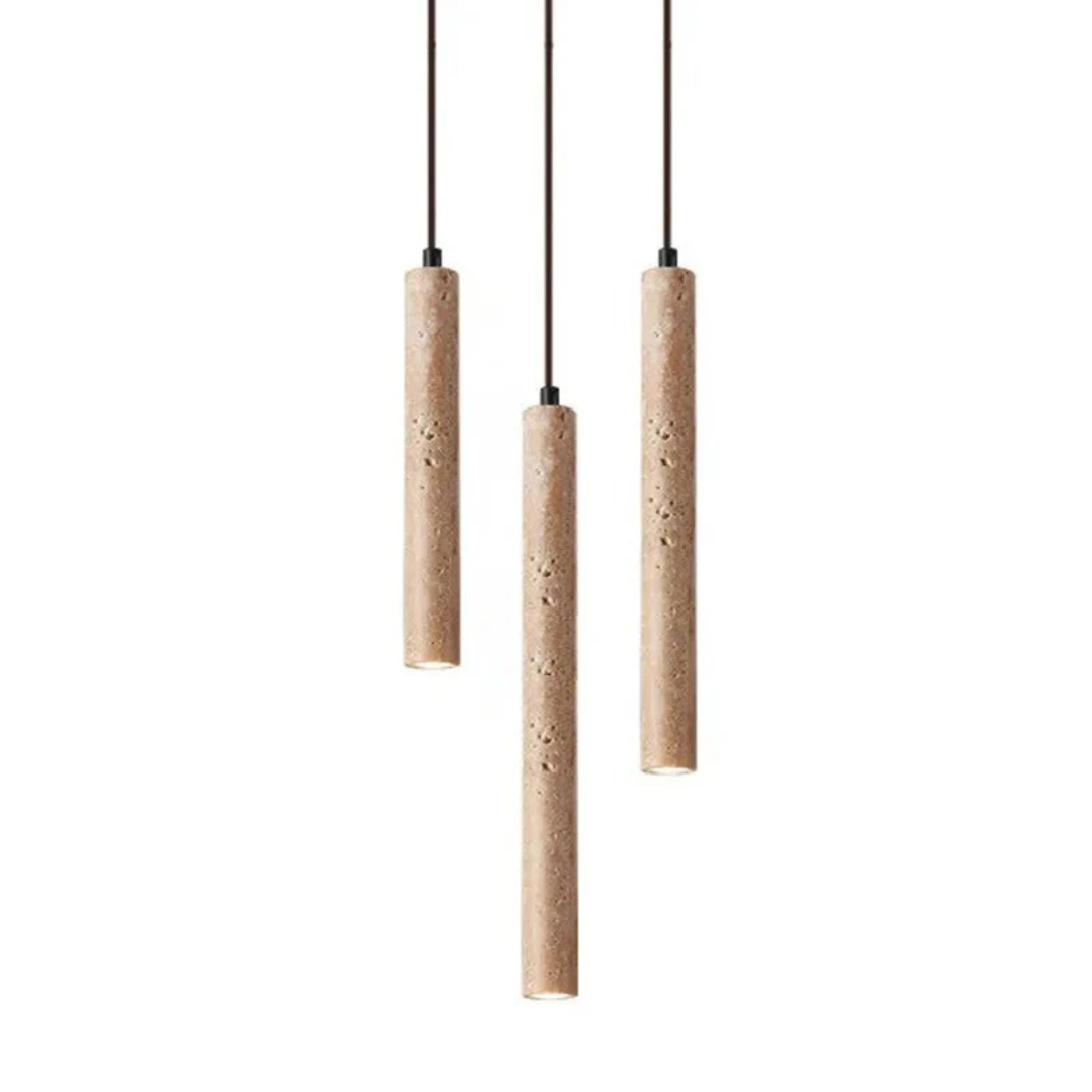Minimalistyczny Żyrandol LED w stylu Wabi-Sabi z trawertynu - LumoLine-1 Głowa-Trend Polska