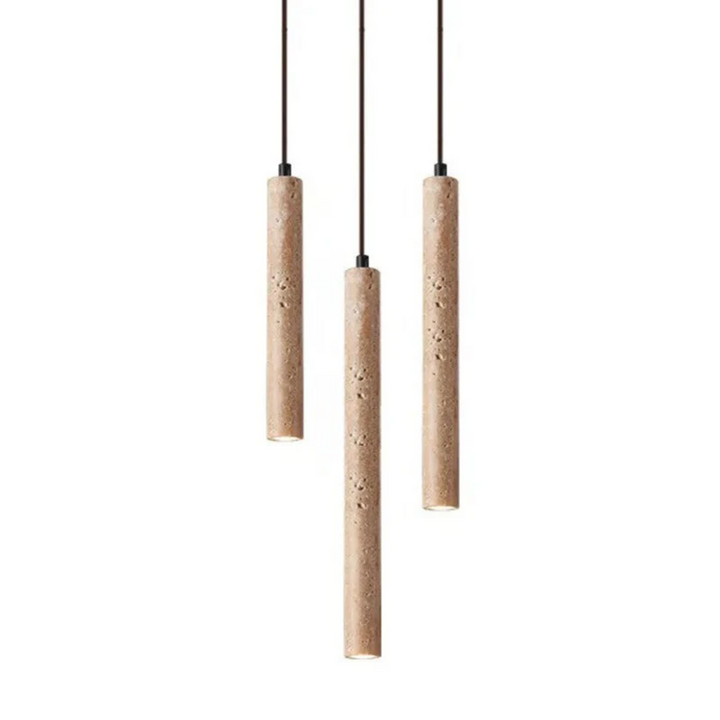 Minimalistyczny Żyrandol LED w stylu Wabi-Sabi z trawertynu - LumoLine-1 Głowa-Trend Polska