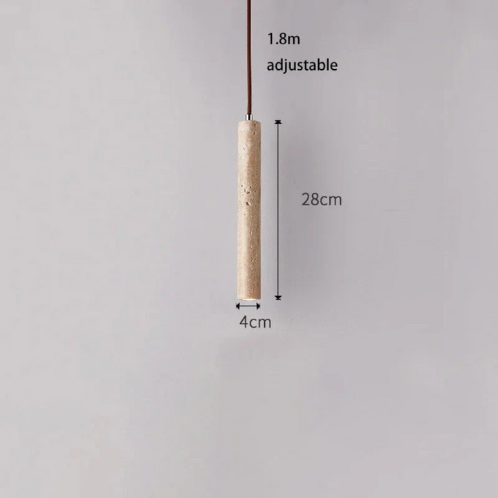 Minimalistyczny Żyrandol LED w stylu Wabi-Sabi z trawertynu - LumoLine-1 Głowa-Trend Polska