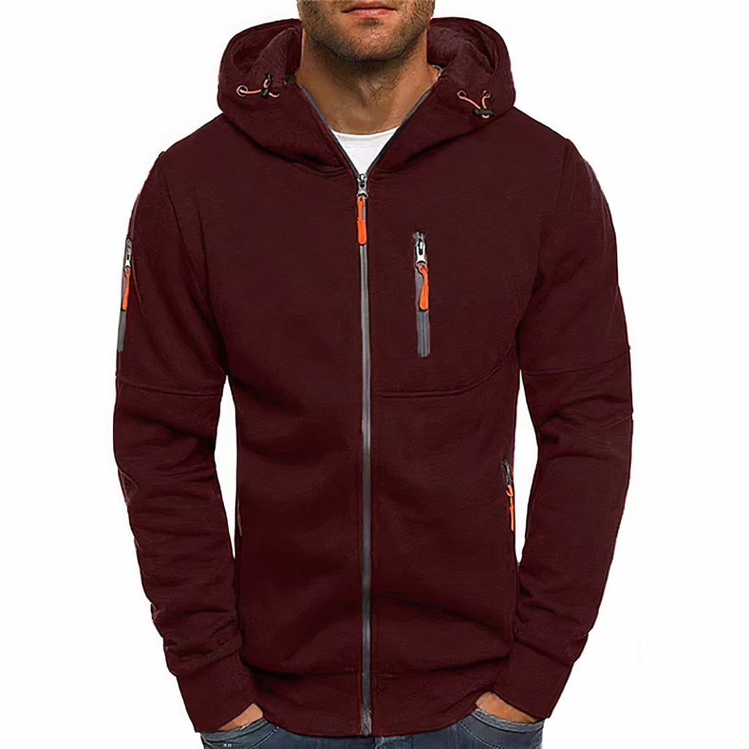 Modna bluza z kapturem na zamek - Markus-Bordeaux czerwony-S-Trend Polska