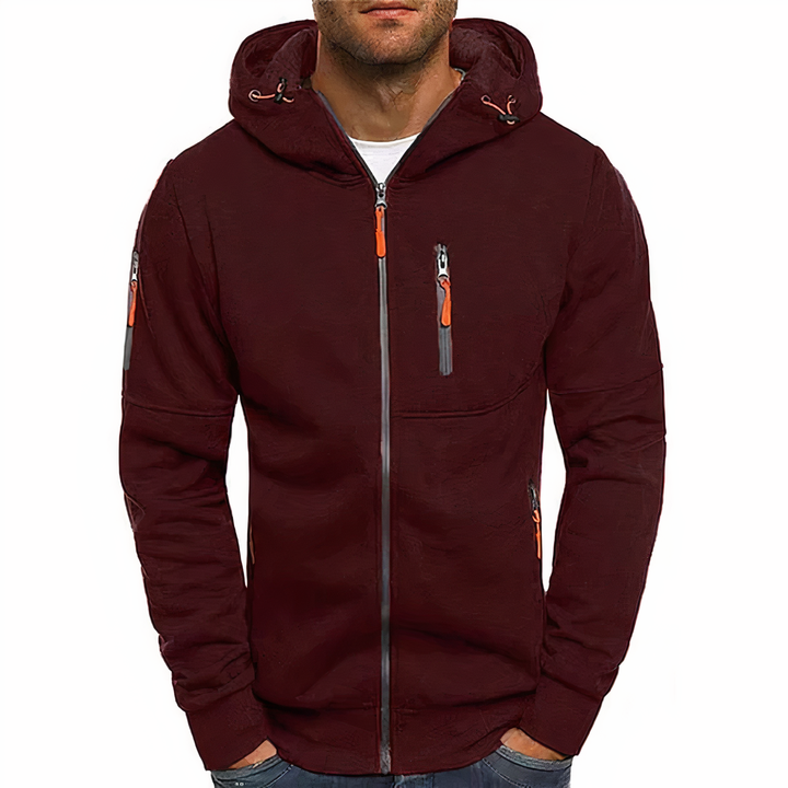 Modna bluza z kapturem na zamek - Markus-Bordeaux czerwony-S-Trend Polska
