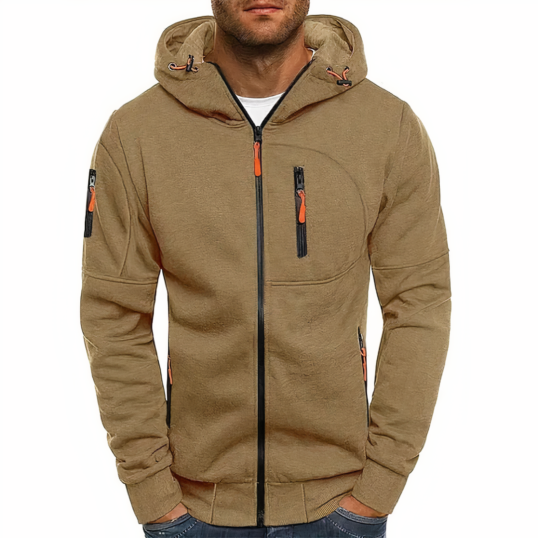 Modna bluza z kapturem na zamek - Markus-Khaki-S-Trend Polska