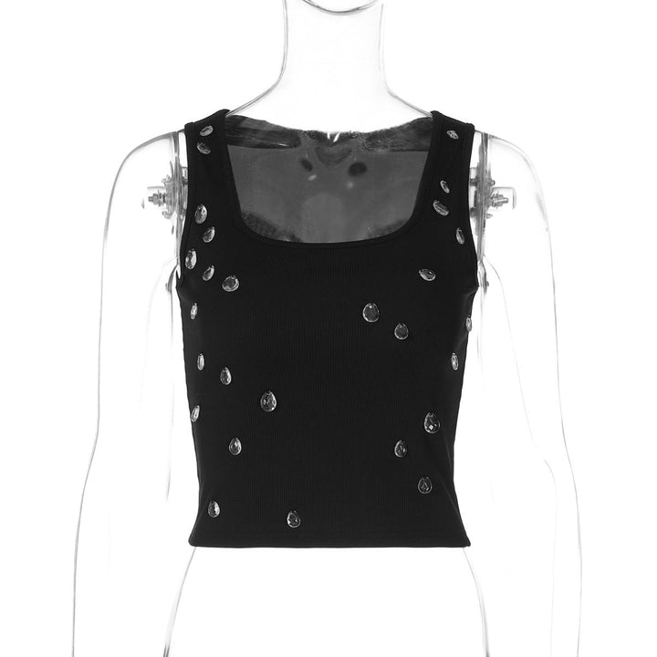 Modna bluzka crop dla kobiet z ozdobnym detalem i dopasowanym krojem – Liora-Czarny-S-Trend Polska