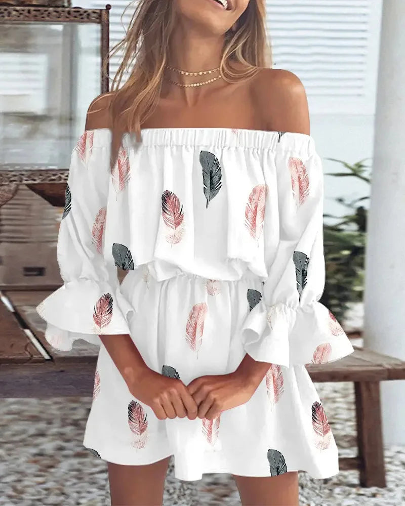 Modna boho mini sukienka z designem na jedno ramię i luźnym krojem - Ysa-Biały-S-Trend Polska