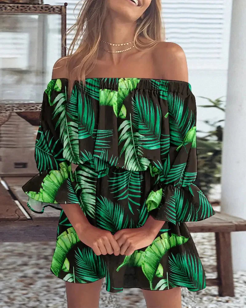 Modna boho mini sukienka z designem na jedno ramię i luźnym krojem - Ysa-Zielony-S-Trend Polska