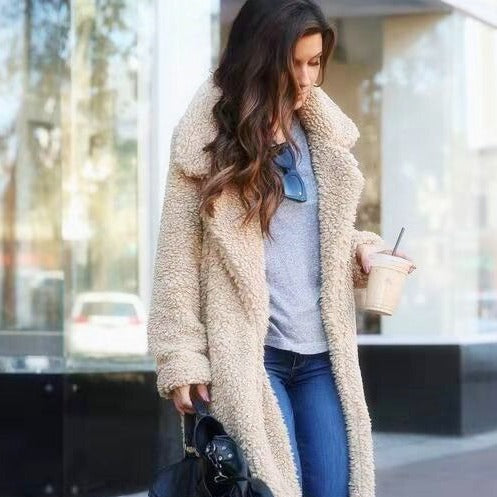 Modna Ciepła Długa Kurtka Teddy dla Kobiet - Isla-Morela-S-Trend Polska