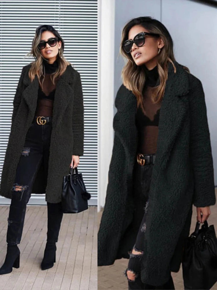 Modna Ciepła Długa Kurtka Teddy dla Kobiet - Isla-Morela-S-Trend Polska
