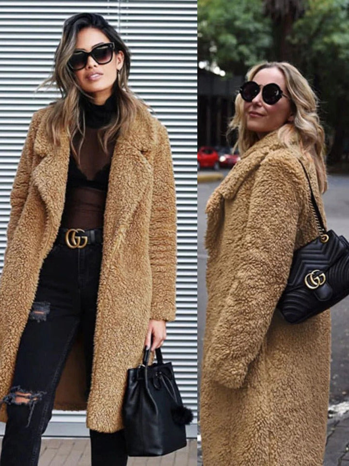Modna Ciepła Długa Kurtka Teddy dla Kobiet - Isla-Morela-S-Trend Polska
