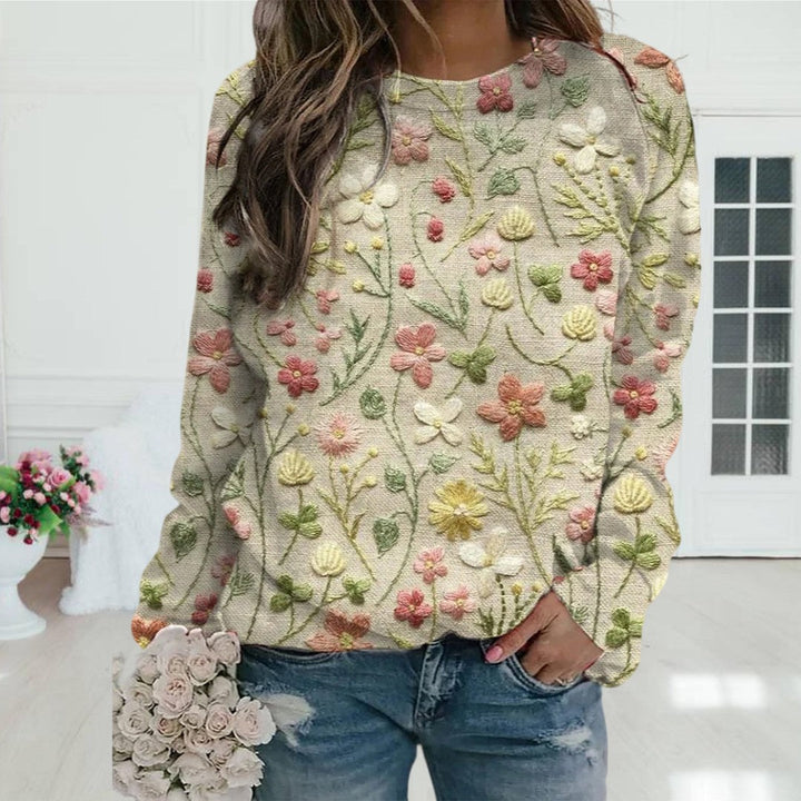 Modna damska sweter z kwiatowym nadrukiem - Ava-S-Trend Polska