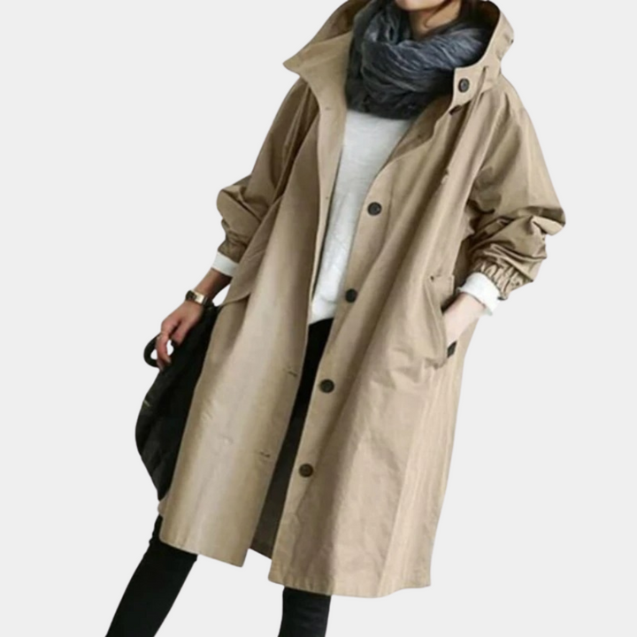 Modna długa kurtka damska - Alessia-Khaki-XS-Trend Polska