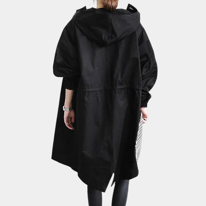 Modna długa kurtka damska - Alessia-Czarny-XS-Trend Polska