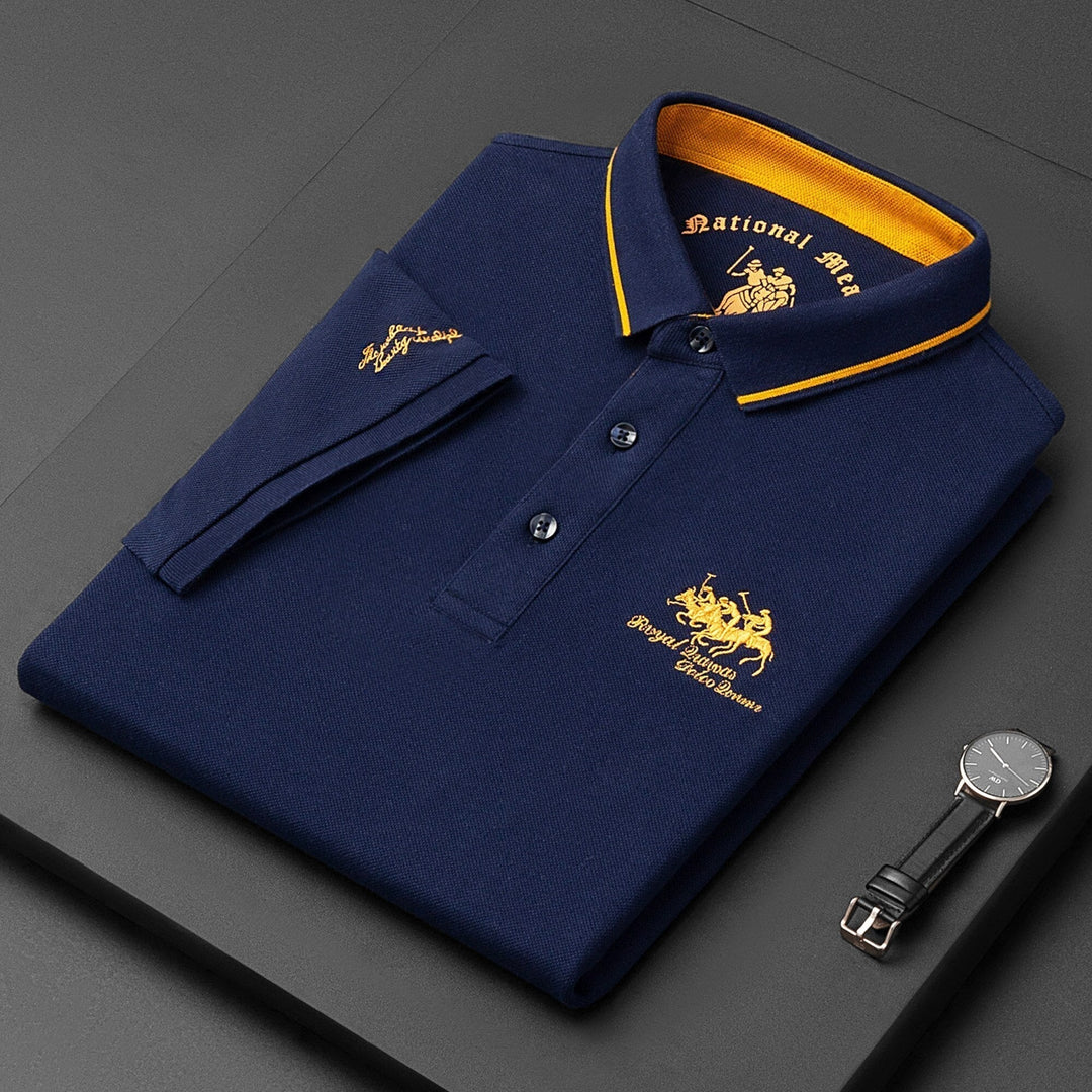 Modna haftowana koszulka polo - Henry-Niebieski-M-Trend Polska