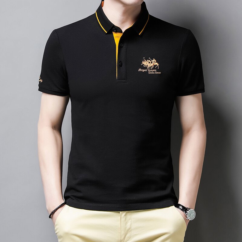 Modna haftowana koszulka polo - Henry-Czarny-M-Trend Polska