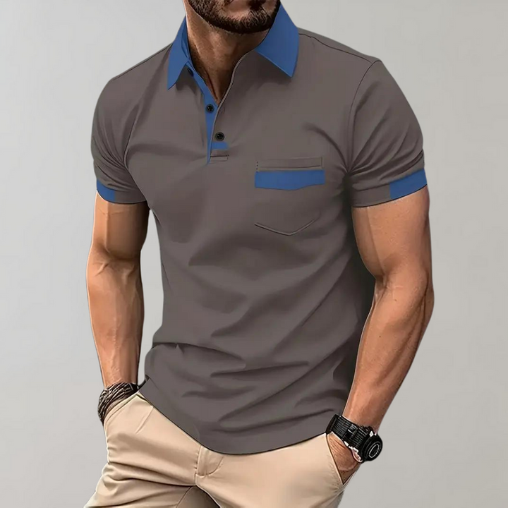 Modna koszulka polo dla mężczyzn - Leo-Ciemnoszary-S-Trend Polska
