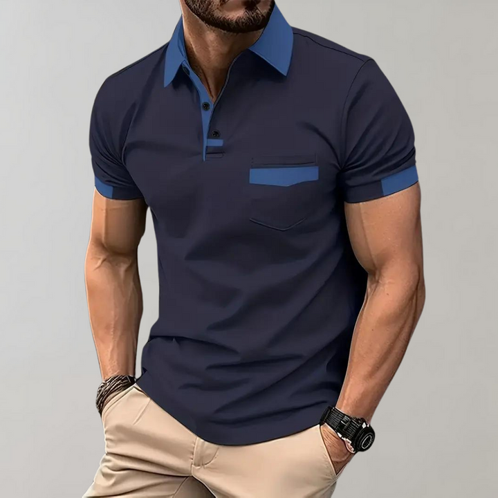 Modna koszulka polo dla mężczyzn - Leo-morski niebieski-S-Trend Polska