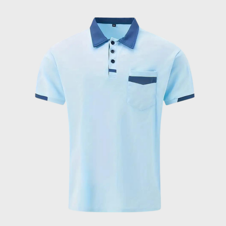 Modna koszulka polo dla mężczyzn - Leo-morski niebieski-S-Trend Polska