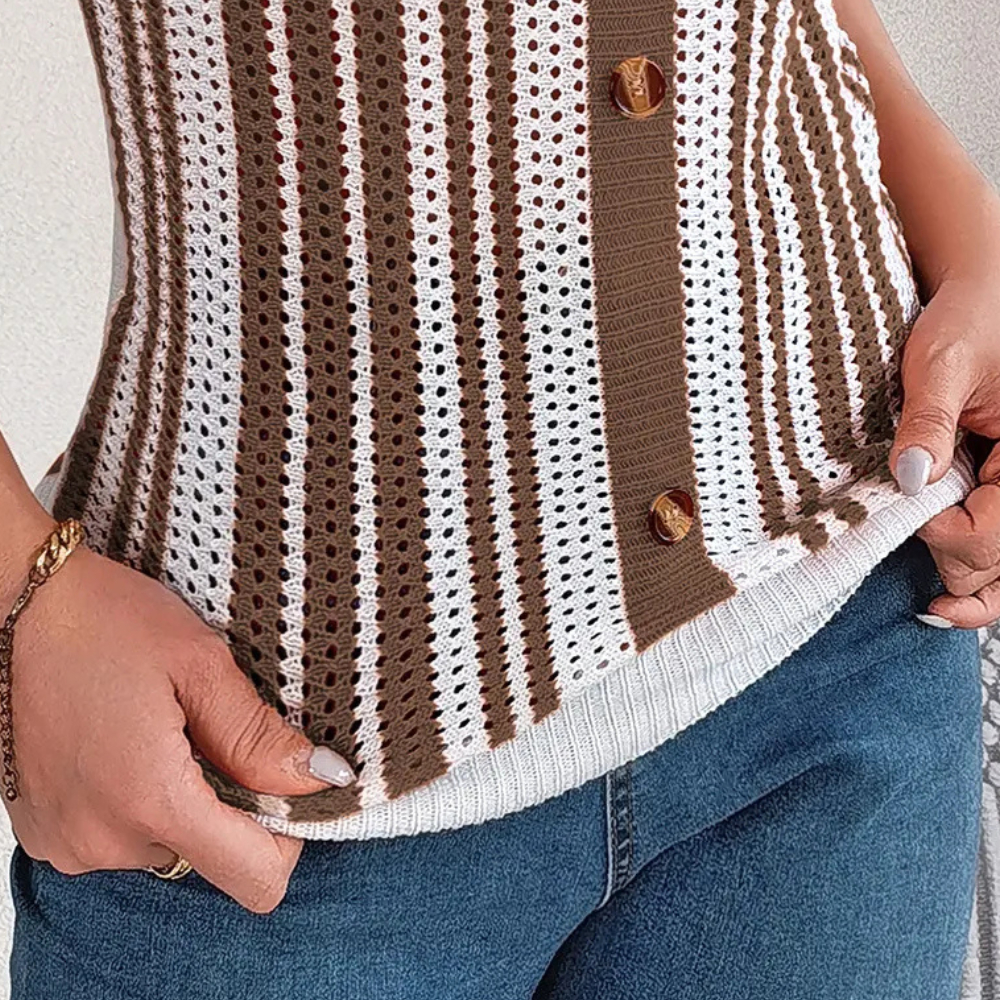 Modna letnia top new w stylu open-work dla kobiet - Naia-Czarny-XS-Trend Polska