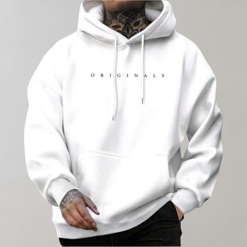 Modna męska bluza z kapturem - Elias-Biały-S-Trend Polska