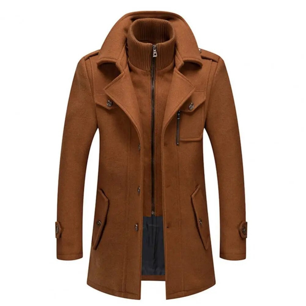 Modna męska kurtka z podwójnym kołnierzem - Mediolan-Khaki-S-Trend Polska
