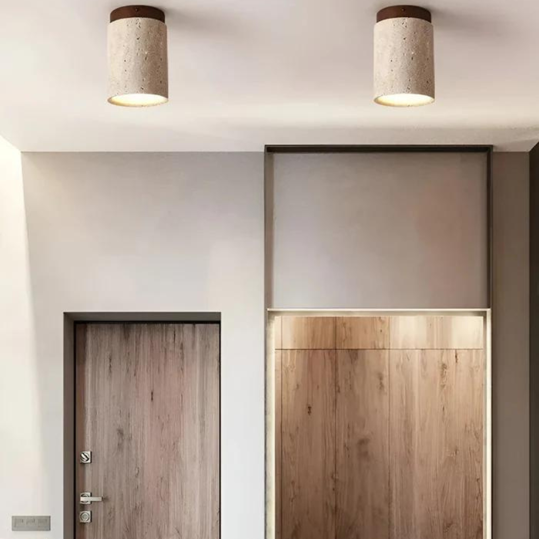 Modna Okrągła Lampa Sufitowa w Japońskim Stylu - ZenLight-Brązowy-Ciepłe światło (3000K)-Trend Polska