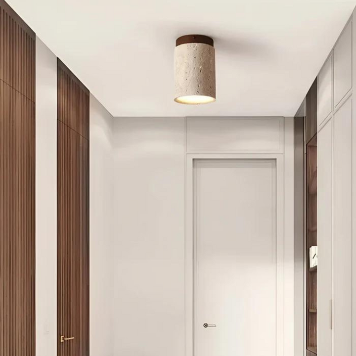 Modna Okrągła Lampa Sufitowa w Japońskim Stylu - ZenLight-Brązowy-Ciepłe światło (3000K)-Trend Polska
