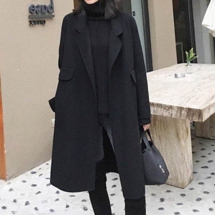 Modna zimowa kurtka do kolan - Elowen-Czarny-XS-Trend Polska