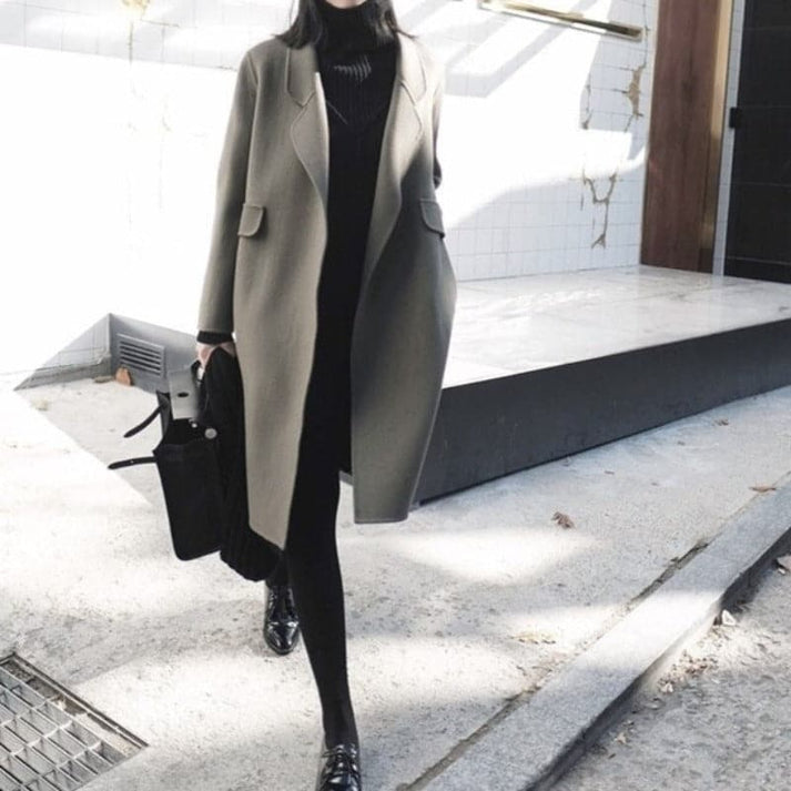 Modna zimowa kurtka do kolan - Elowen-Szary-XS-Trend Polska