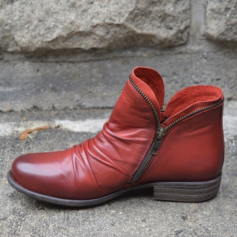 Modne Botki na Zimne Dni - WinterChic-Czerwony-35-Trend Polska