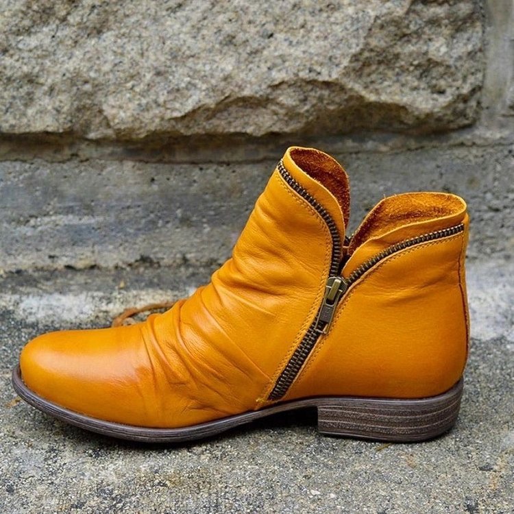 Modne Botki na Zimne Dni - WinterChic-Żółty-35-Trend Polska