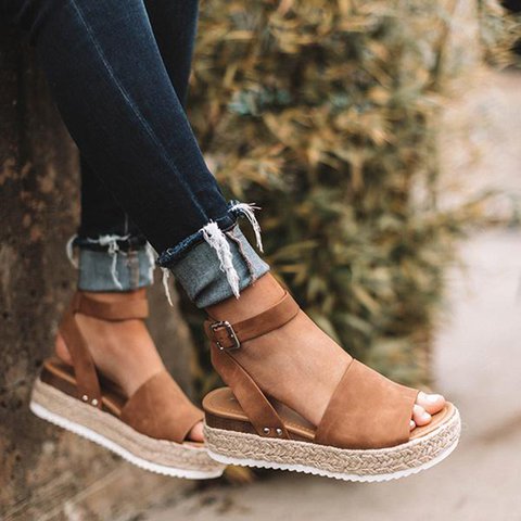 Modne Damskie Espadryle Sandały Letnie – Liv-Brązowy-35-Trend Polska