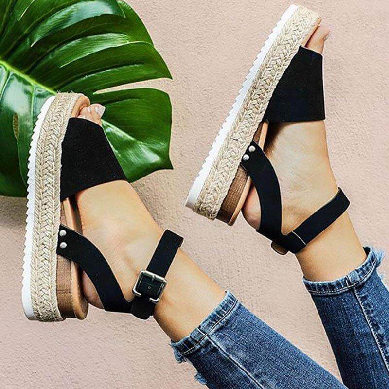 Modne Damskie Espadryle Sandały Letnie – Liv-Czarny-35-Trend Polska