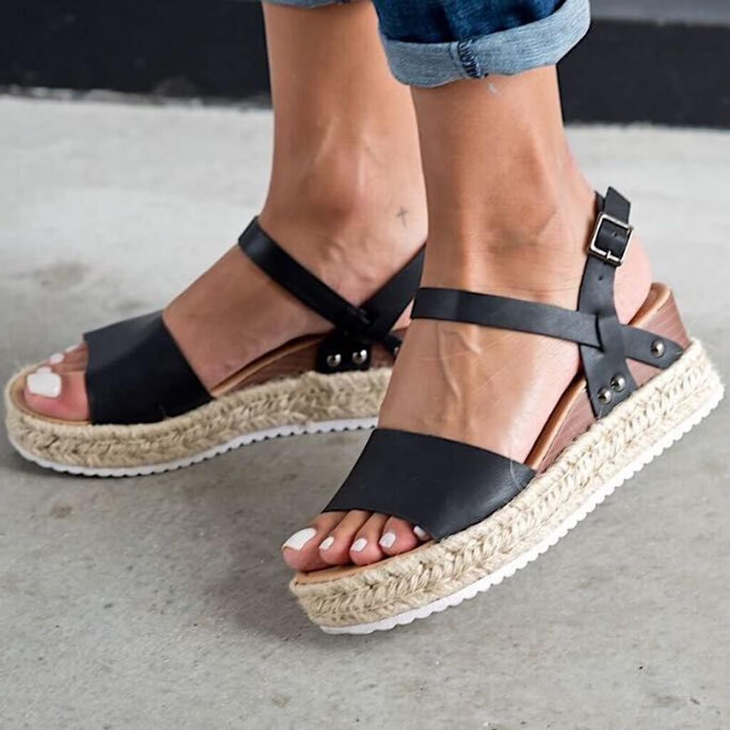 Modne Damskie Espadryle Sandały Letnie – Liv-Czarny-35-Trend Polska