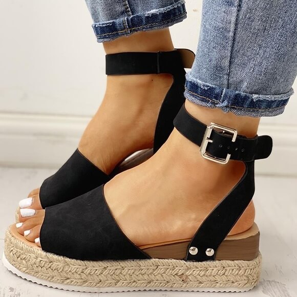 Modne Damskie Espadryle Sandały Letnie – Liv-Czarny-35-Trend Polska