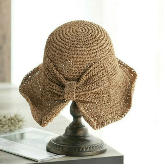 Modne kapelusze przeciwsłoneczne z falistym rondem (1+1 gratis) – WaveShade Duo-Khaki-ciemnoróżowy-Trend Polska