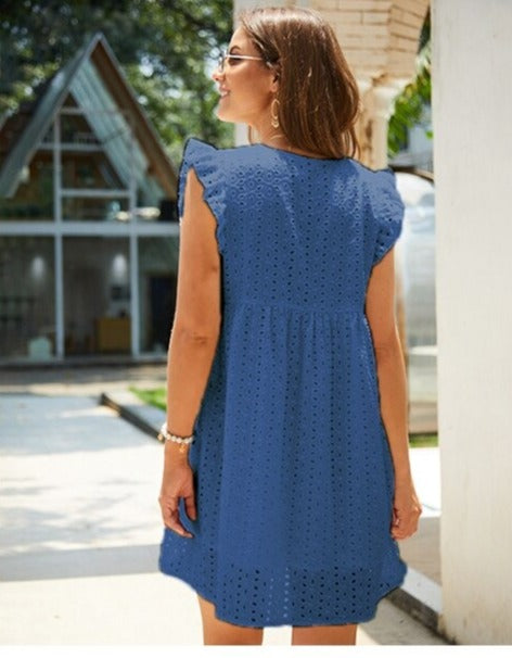 Modne letnie mini sukienka z falbanami – Elina-Czarny-XS-Trend Polska