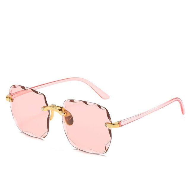 Modne okulary przeciwsłoneczne bez oprawek z ochroną UV400 w vintage'owym stylu – Clea-Jasnoróżowy-Trend Polska