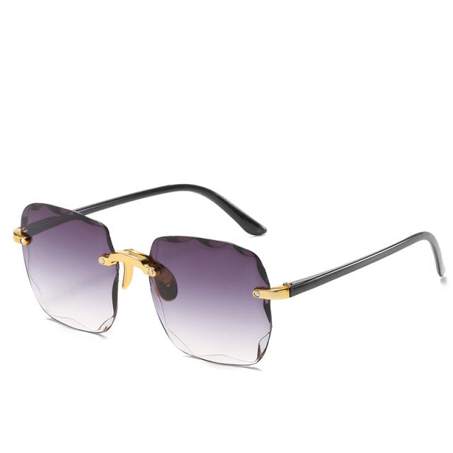 Modne okulary przeciwsłoneczne bez oprawek z ochroną UV400 w vintage'owym stylu – Clea-Szary-Trend Polska