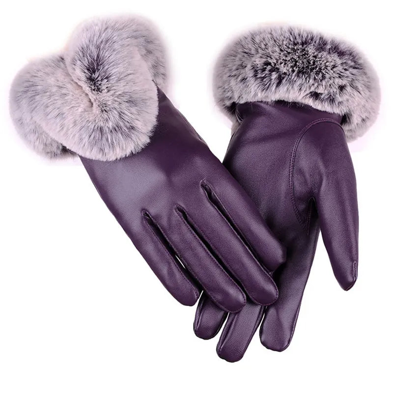 Modne rękawiczki z PU - SilkGlide-Fioletowy-Trend Polska