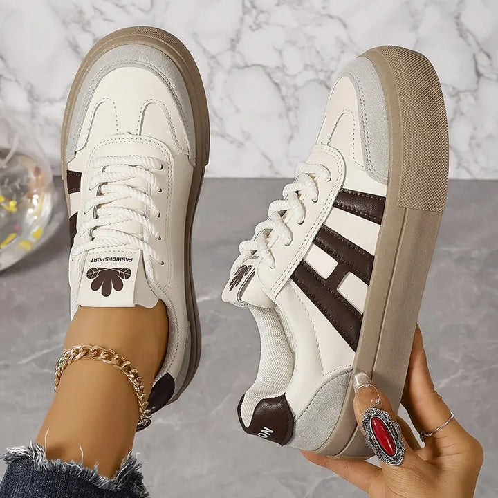 Modne sneakers na platformie dla kobiet – Talia-Brązowy-35-Trend Polska