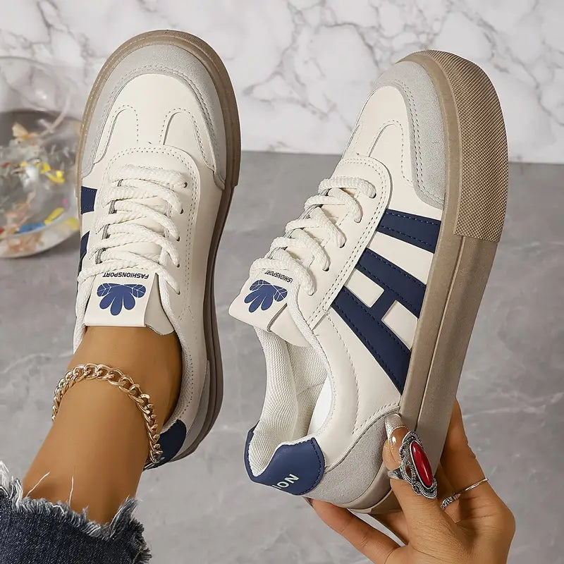 Modne sneakers na platformie dla kobiet – Talia-Niebieski-35-Trend Polska