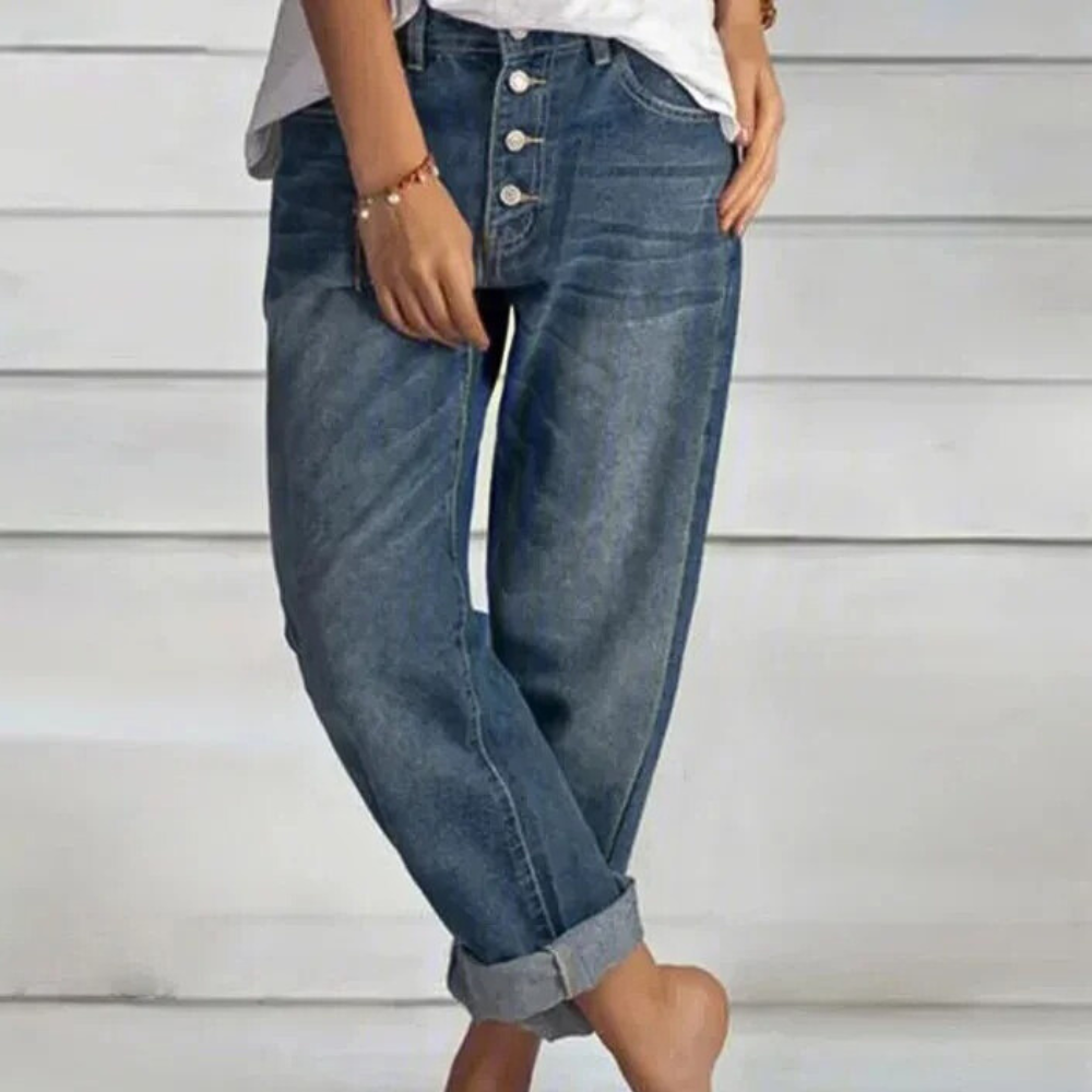 Modne spodnie high-waist dla kobiet - Elvira-32-Trend Polska