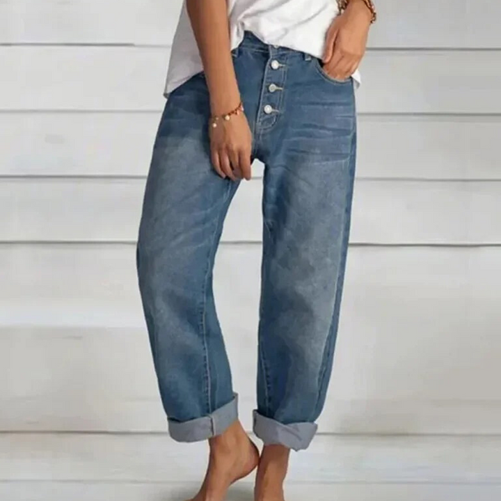 Modne spodnie high-waist dla kobiet - Elvira-32-Trend Polska