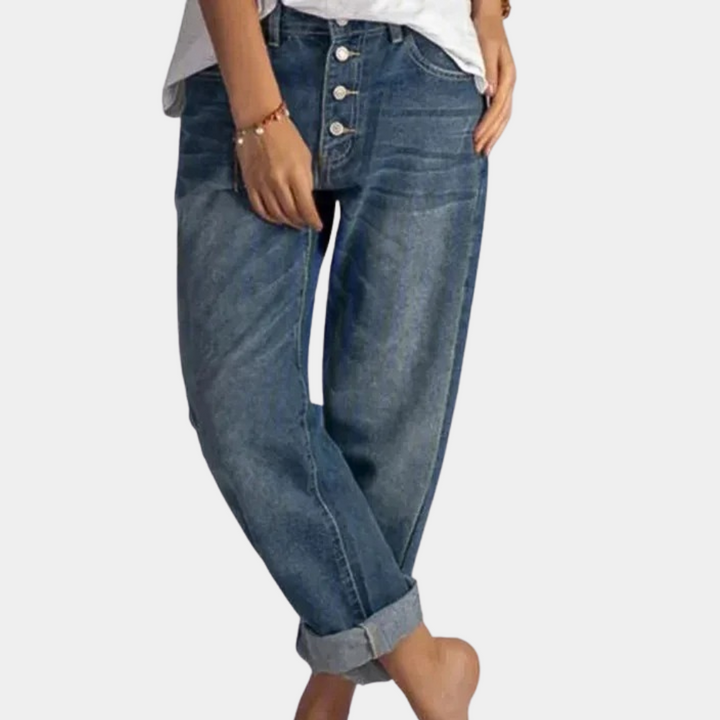 Modne spodnie high-waist dla kobiet - Elvira-32-Trend Polska
