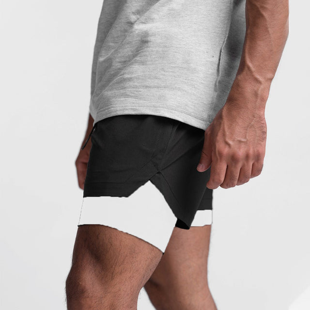 Modne szorty sportowe z oddychającego materiału i kieszenią boczną – Marky-Czarno-biała podszewka-S-Trend Polska