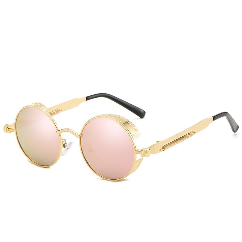Modne, vintage okulary przeciwsłoneczne dla kobiet i mężczyzn – Savino-Złoto-różowy-Trend Polska