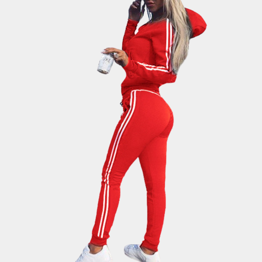 Modny 2-częściowy dres dla kobiet - Sienna-Czerwony-XS-Trend Polska